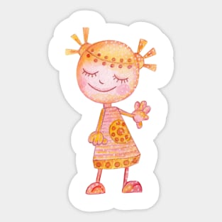 Drawing of Girl Sticker